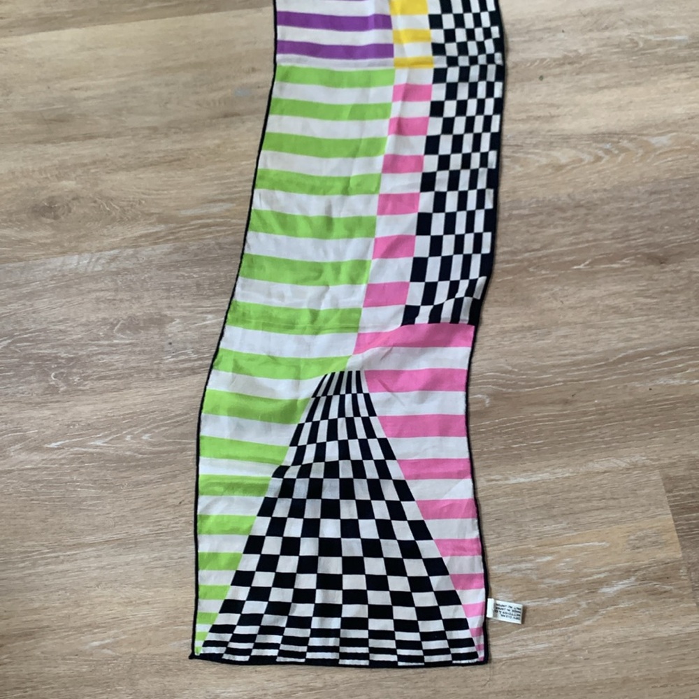 Vera Vintage Colorful Striped and Checkered Scarf - Picture 3 of 9